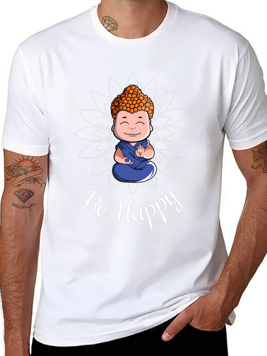 Be Happy Buddha Graphic T-Shirt