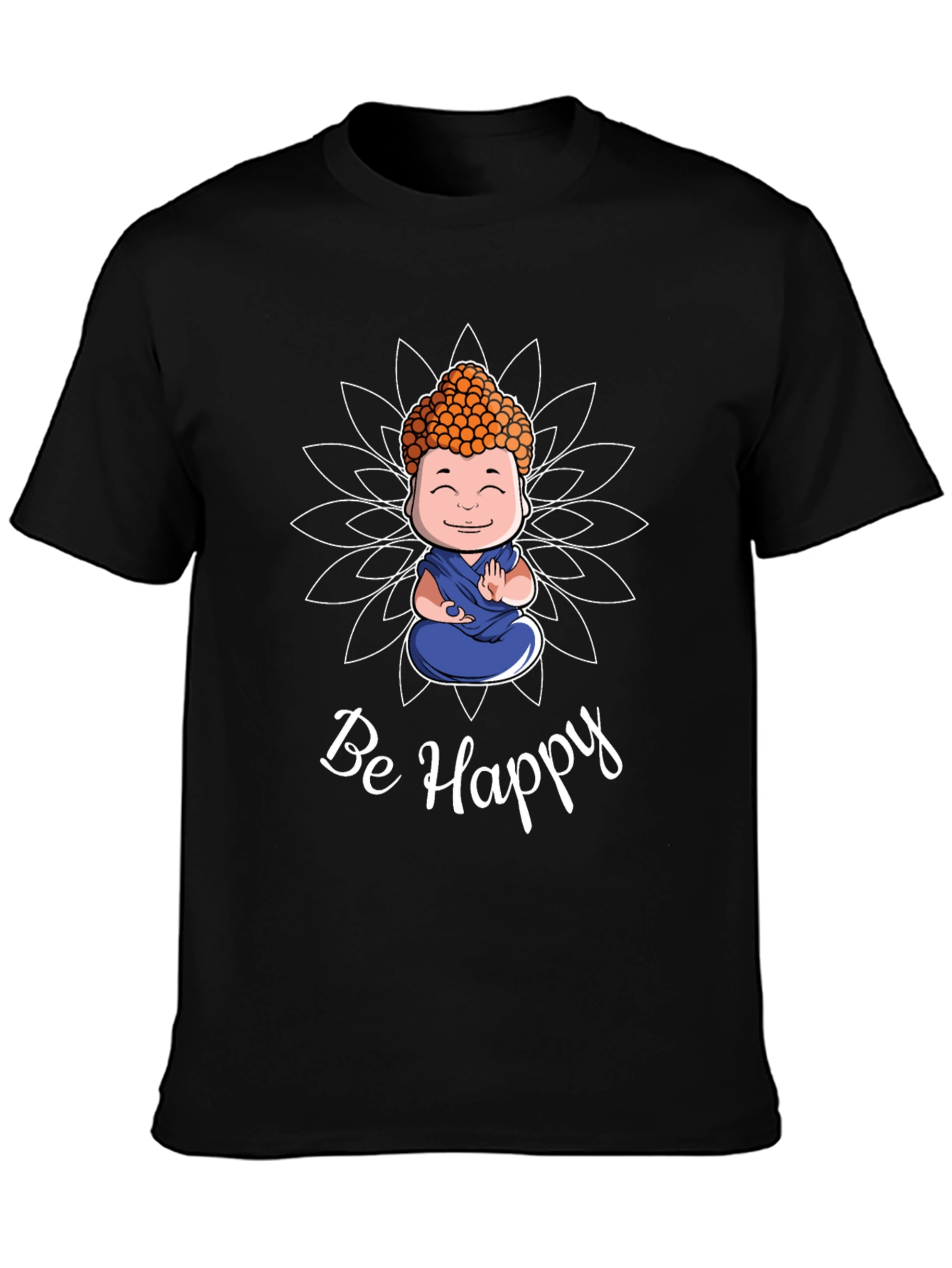 Be Happy Buddha Graphic T-Shirt