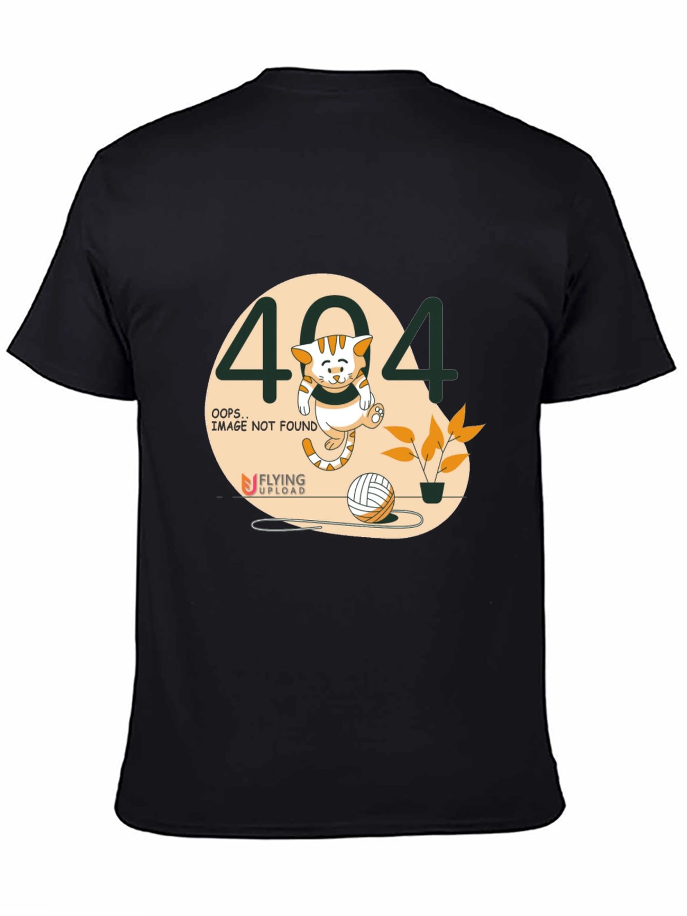 404 Error Cat Graphic Tee - Black Cotton T-Shirt