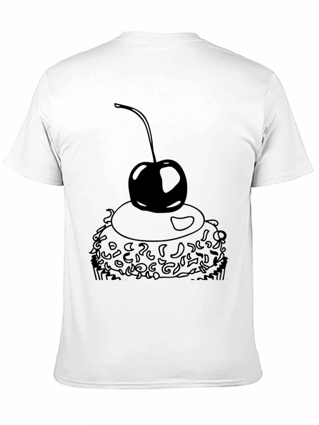 Black T-Shirt with Cupcake and Cherry Design
