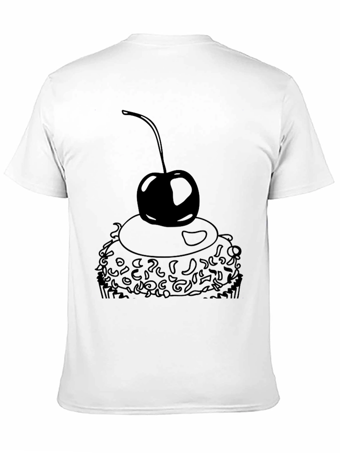 Black T-Shirt with Cupcake and Cherry Design