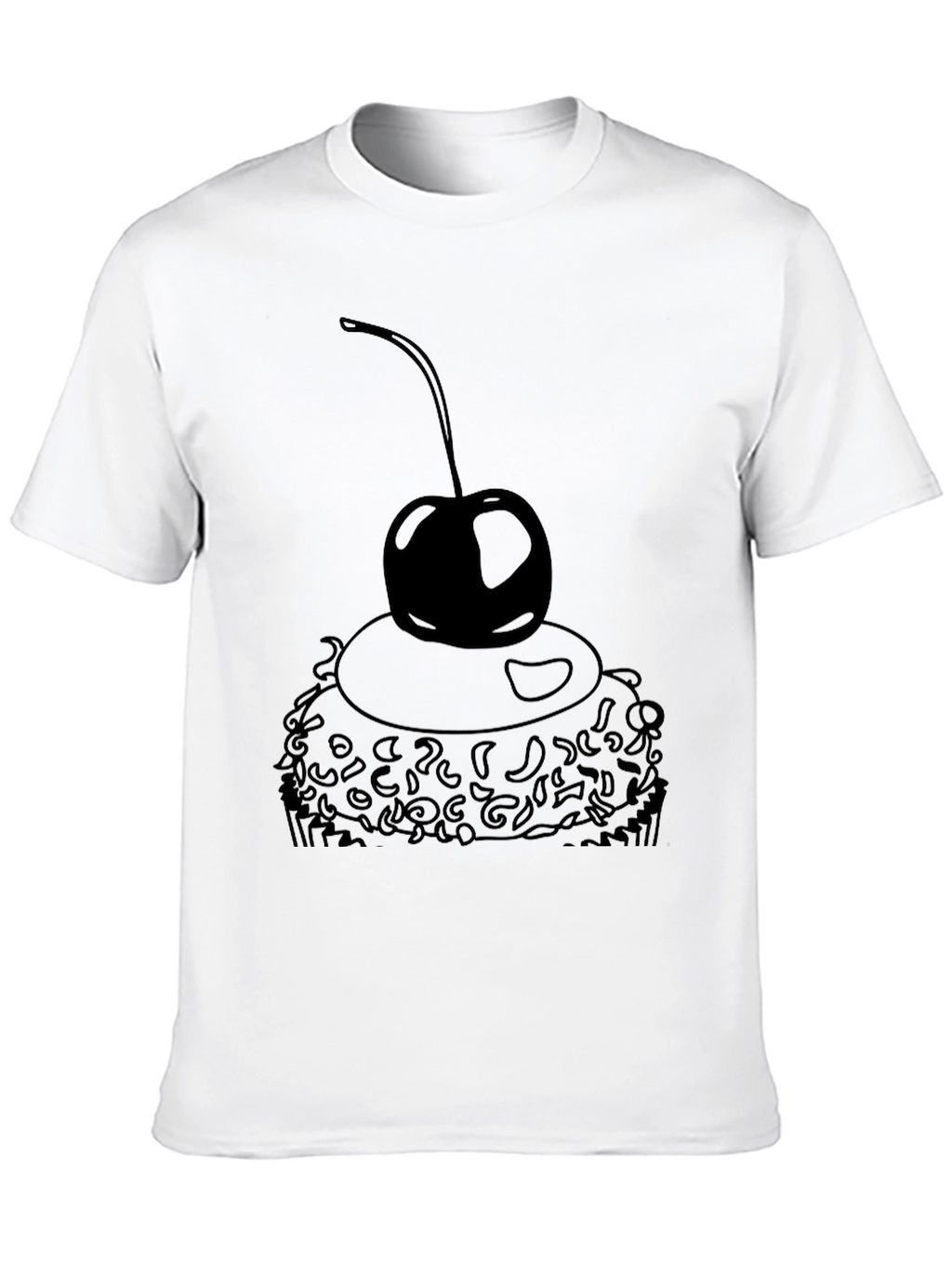 Black T-Shirt with Cupcake and Cherry Design