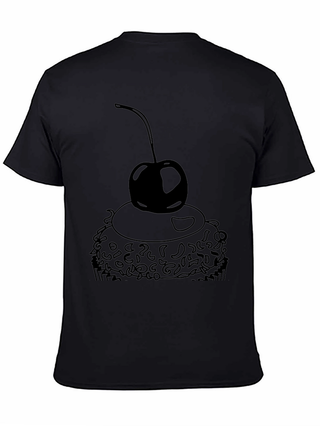 Black T-Shirt with Cupcake and Cherry Design