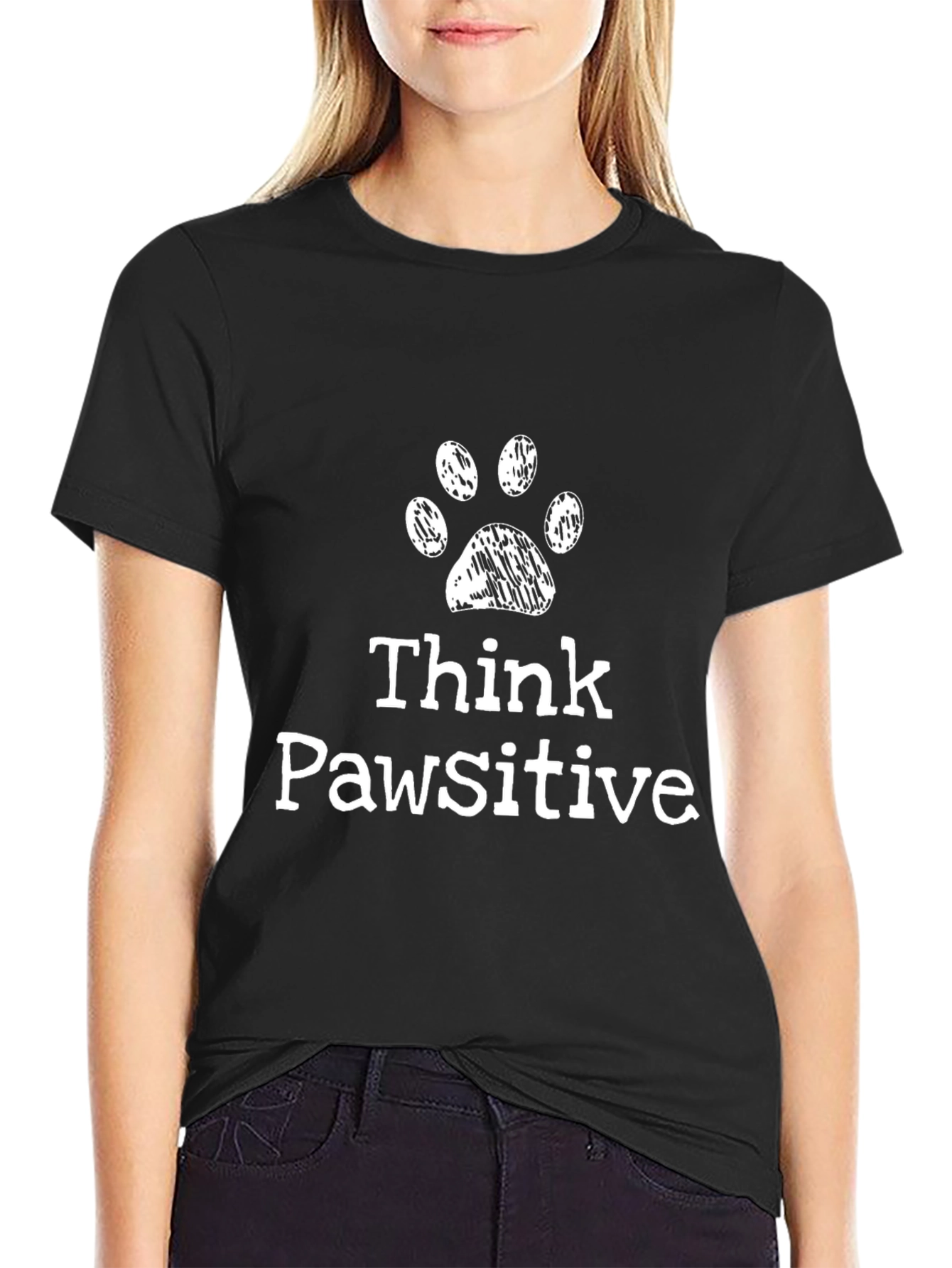 Think Pawsitive Mens Graphic T-Shirt