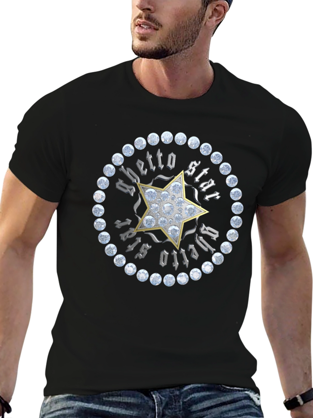 Ghetto Star Graphic Print Mens T-Shirt