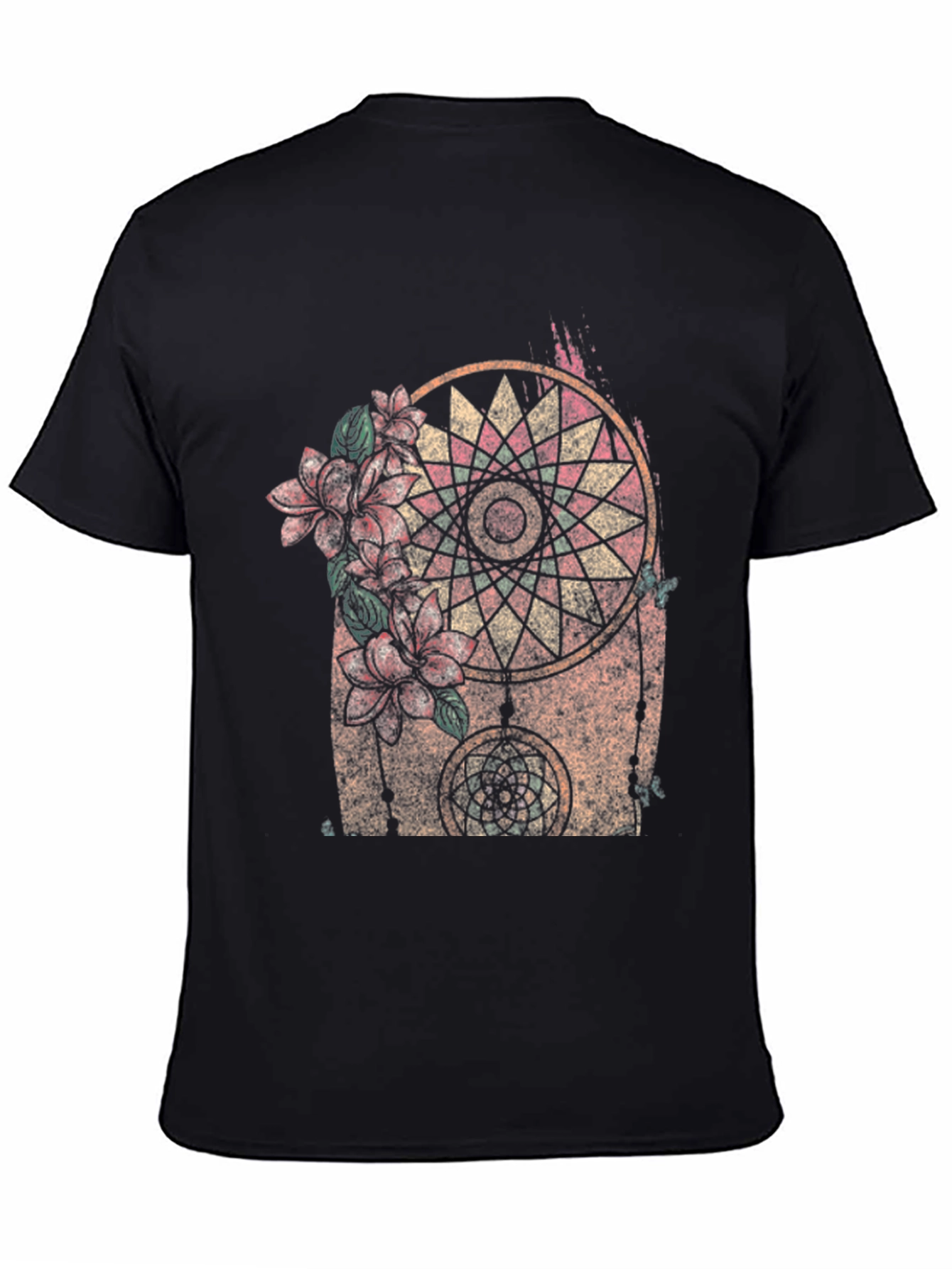 Dreamcatcher Floral Graphic Black T-Shirt