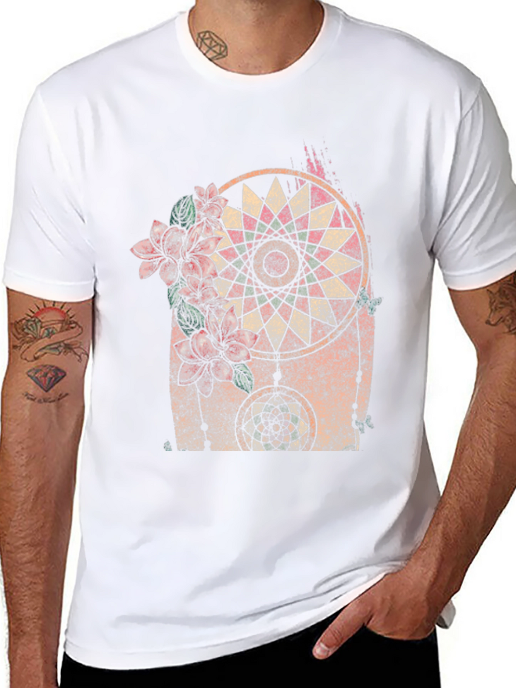 Dreamcatcher Floral Graphic Black T-Shirt