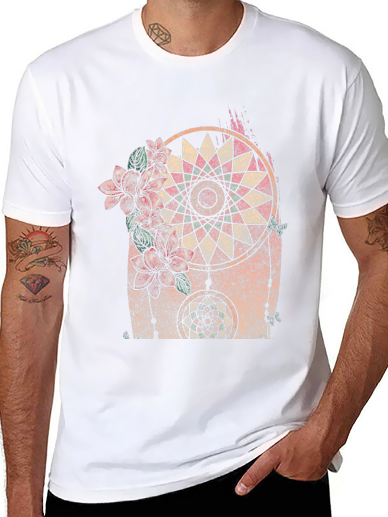 Dreamcatcher Floral Graphic Black T-Shirt