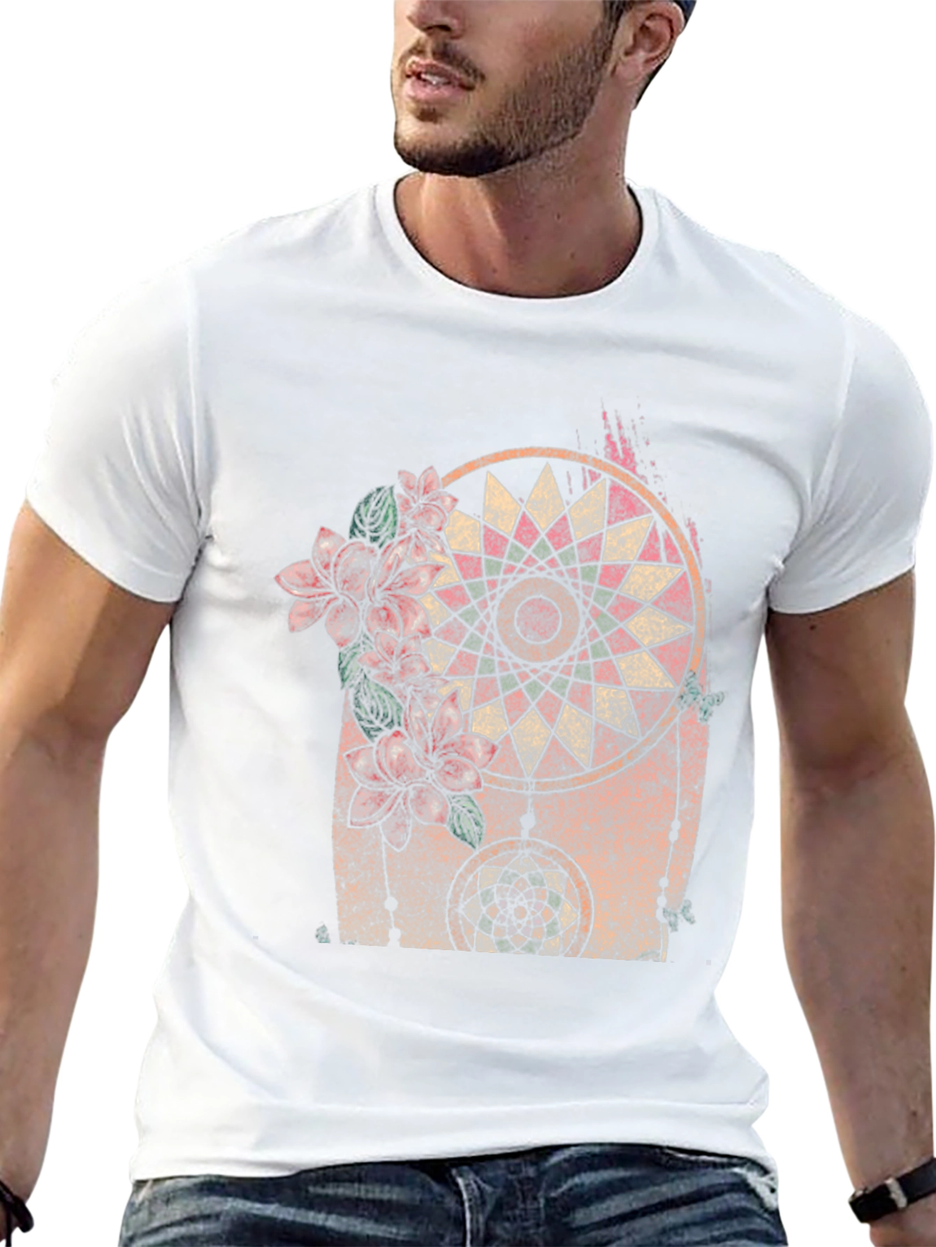 Dreamcatcher Floral Graphic Black T-Shirt