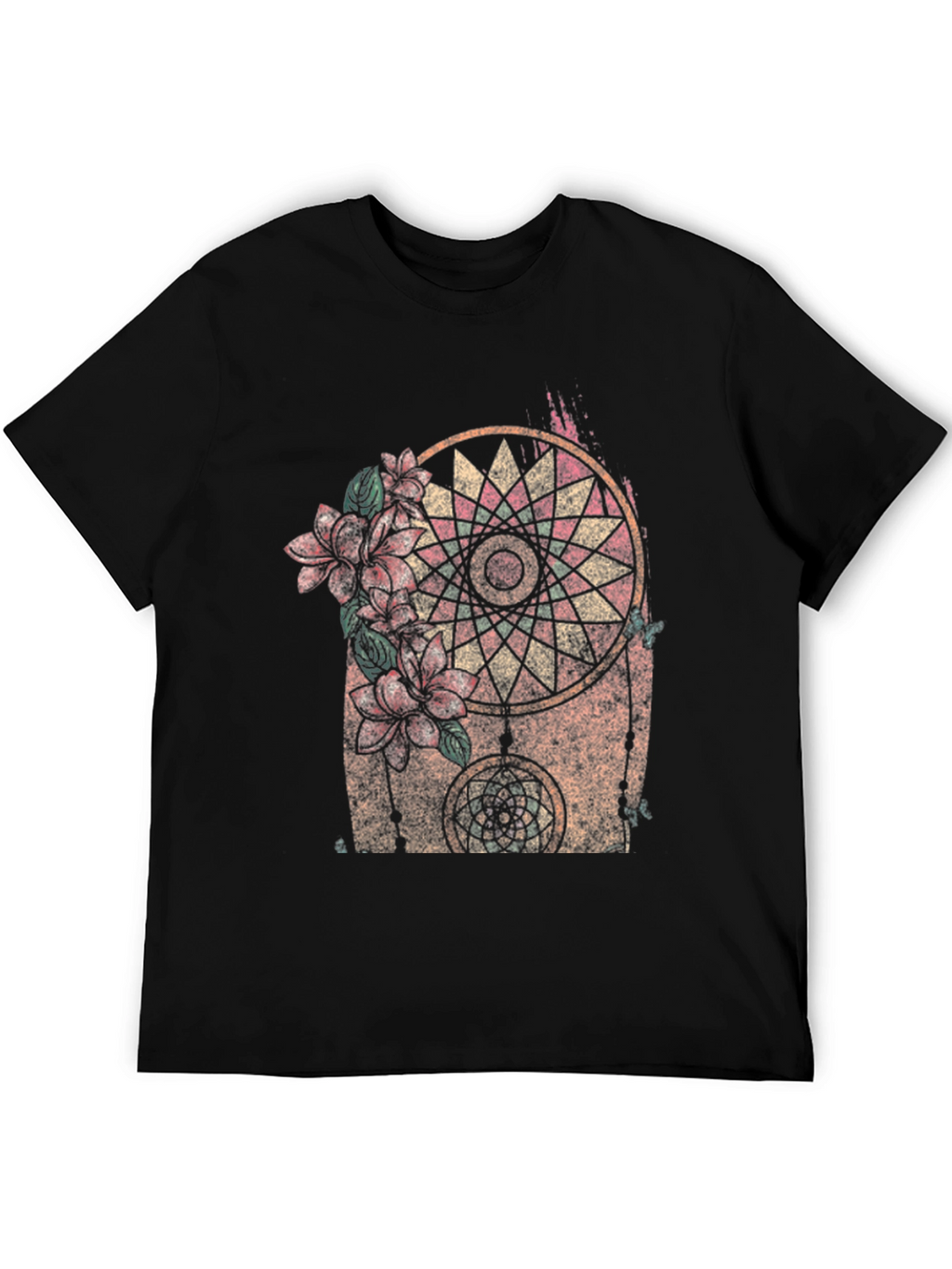 Dreamcatcher Floral Graphic Black T-Shirt