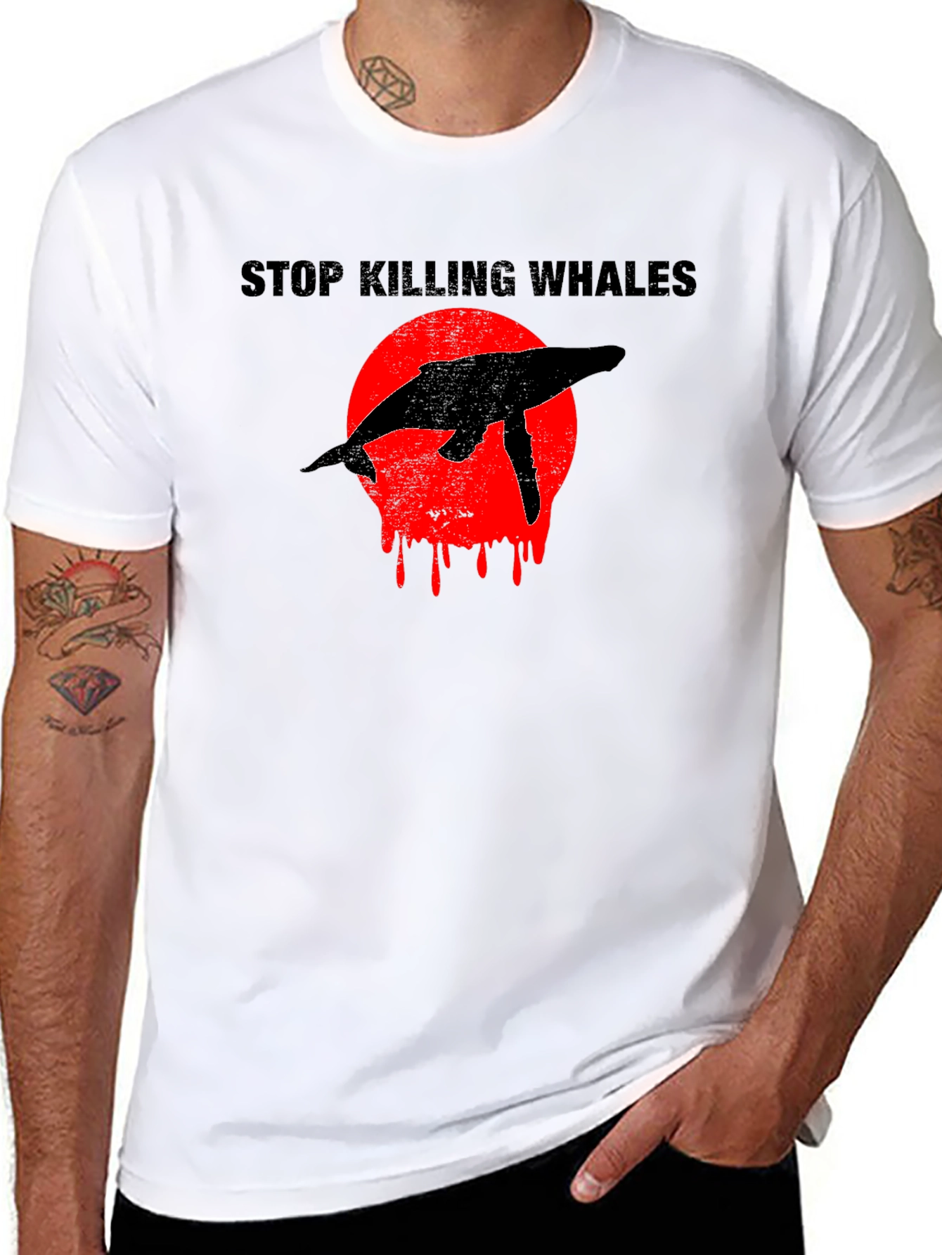 Stop Killing Whales Graphic Tee - Black Activist T-Shirt