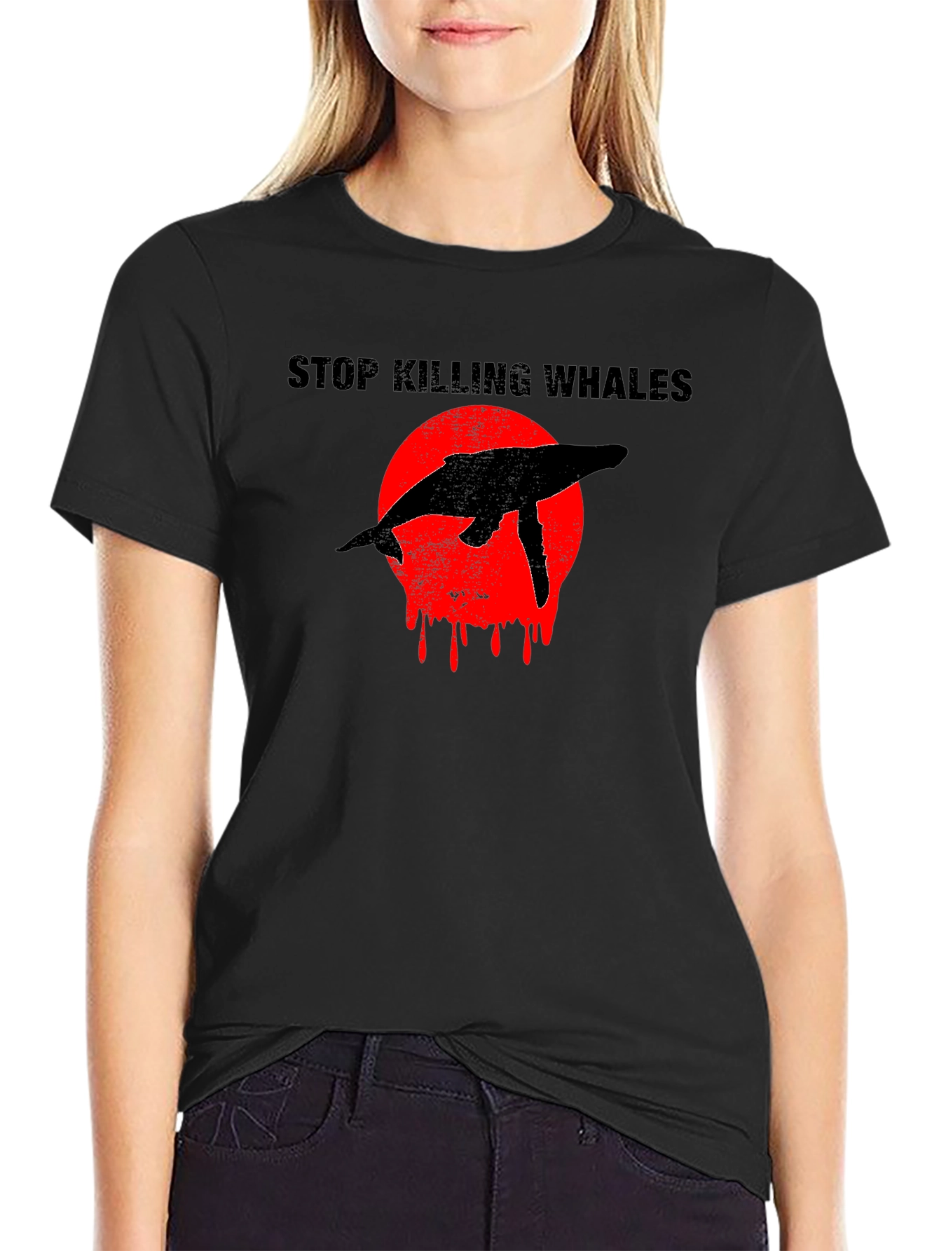Stop Killing Whales Graphic Tee - Black Activist T-Shirt