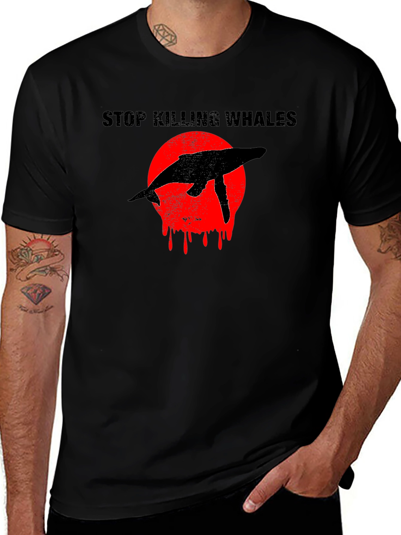 Stop Killing Whales Graphic Tee - Black Activist T-Shirt