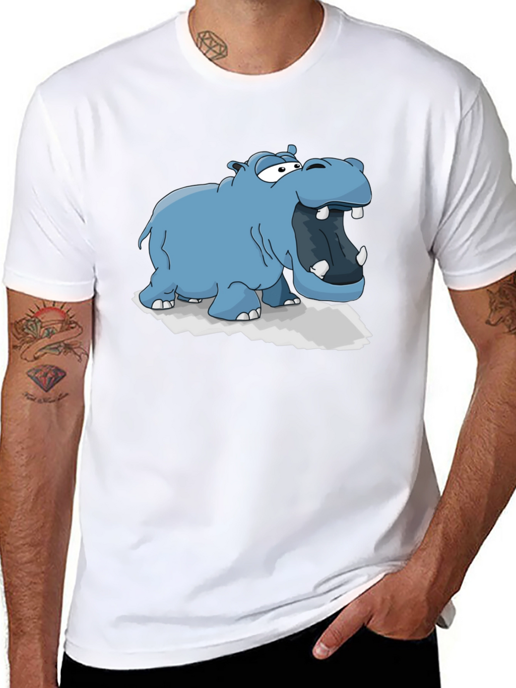 Cartoon Hippo Graphic Tee