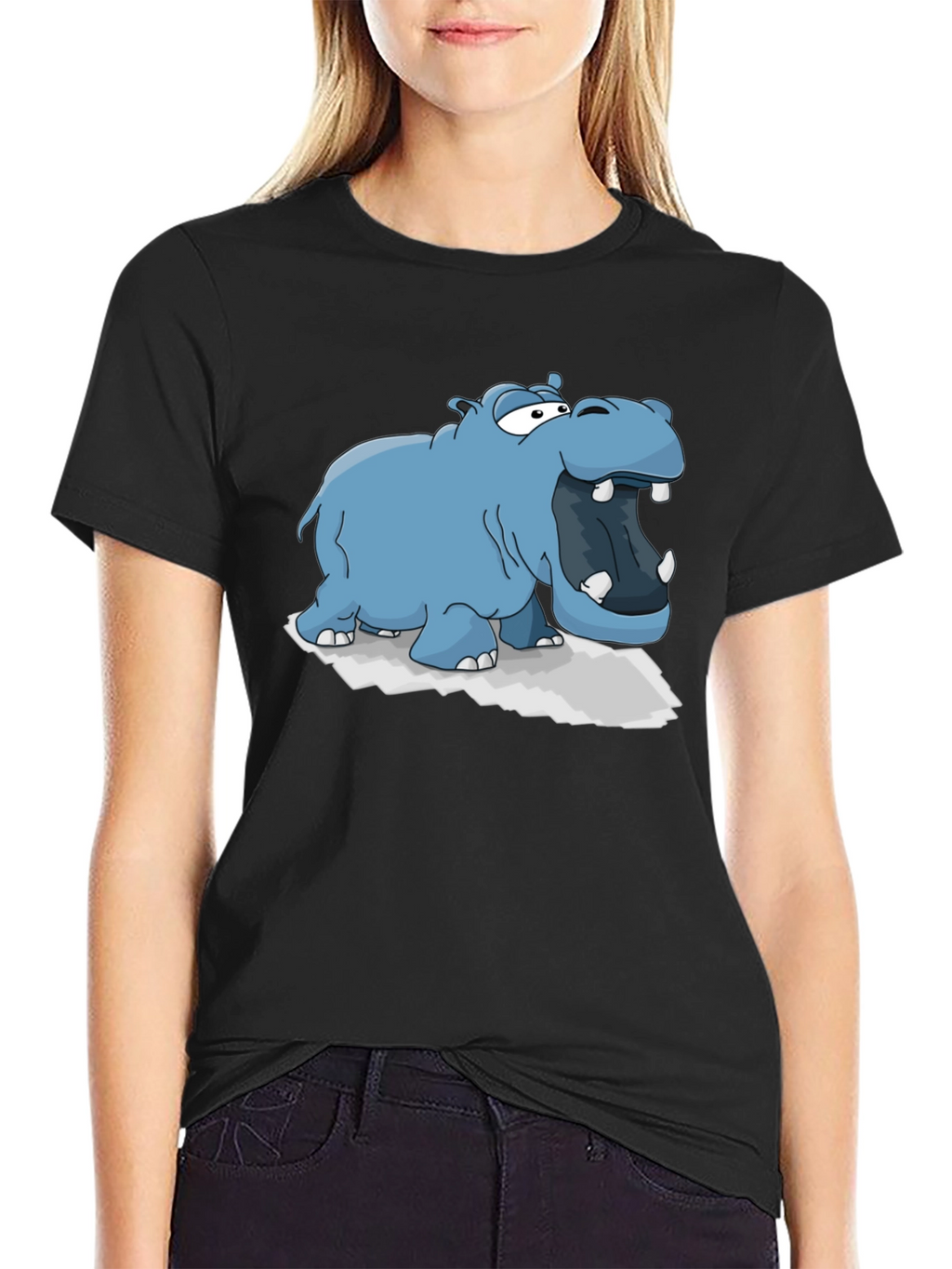 Cartoon Hippo Graphic Tee