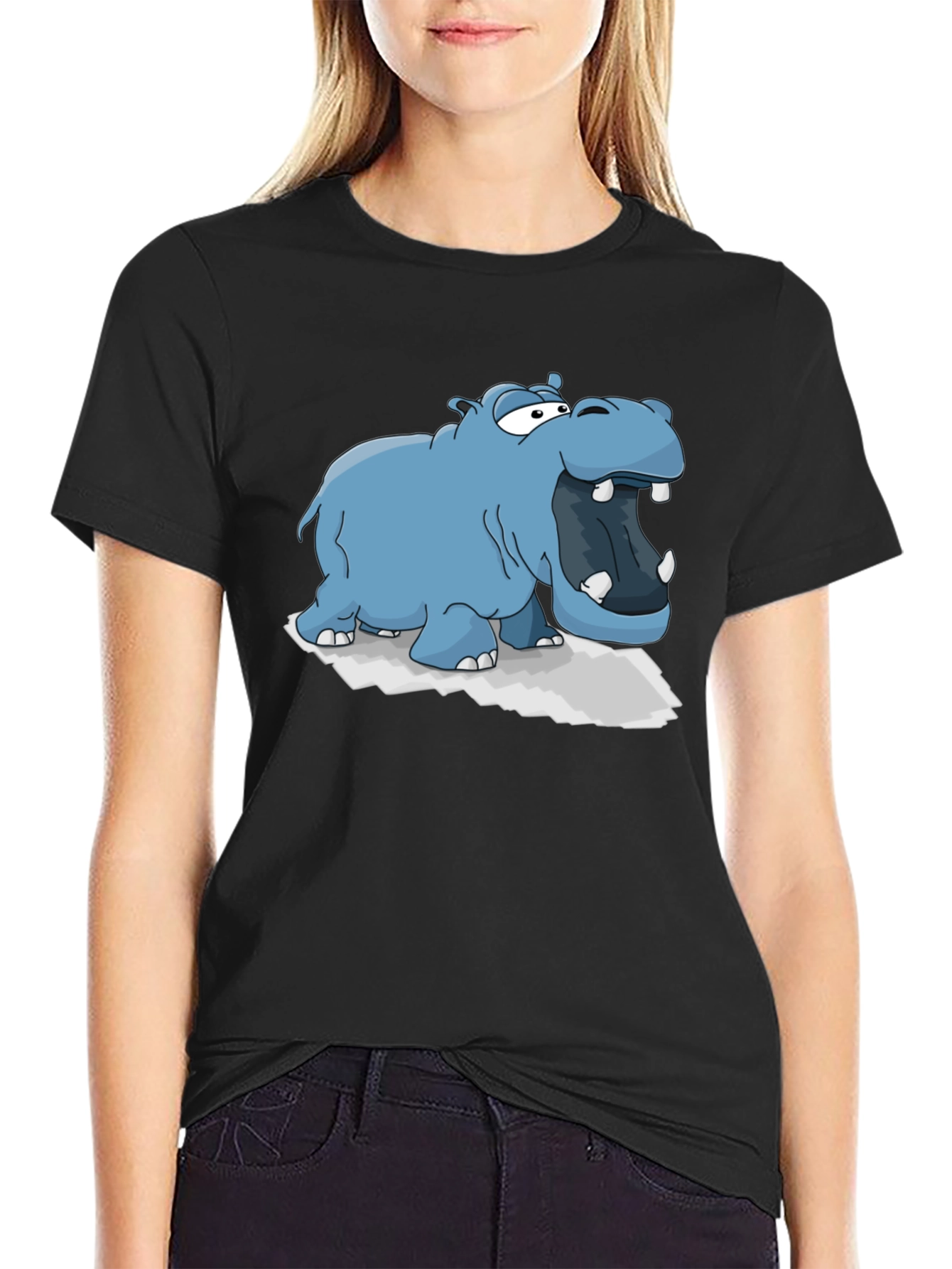 Cartoon Hippo Graphic Tee