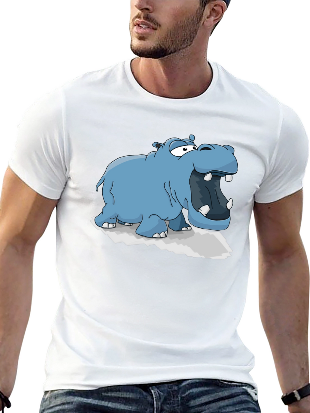 Cartoon Hippo Graphic Tee
