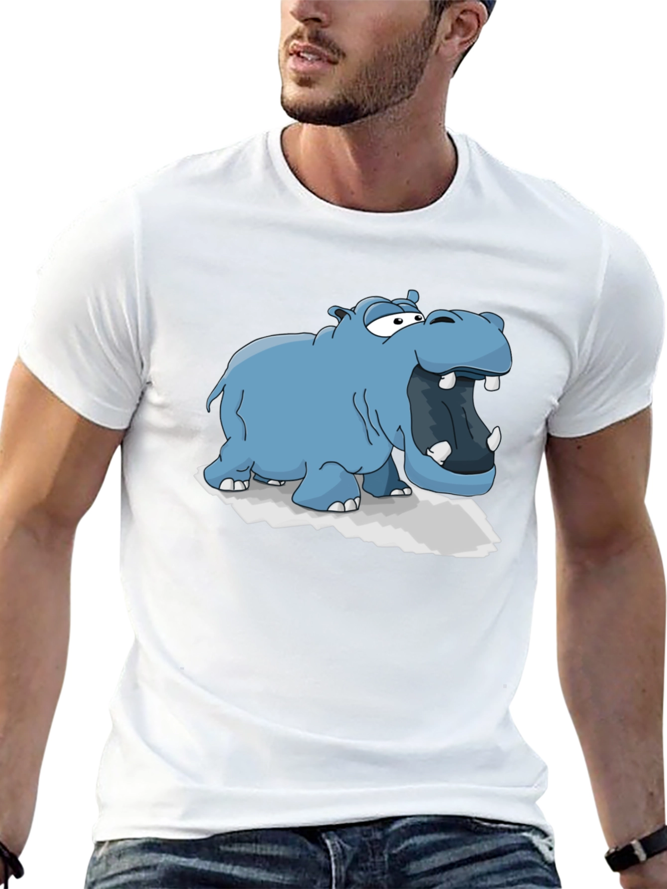 Cartoon Hippo Graphic Tee