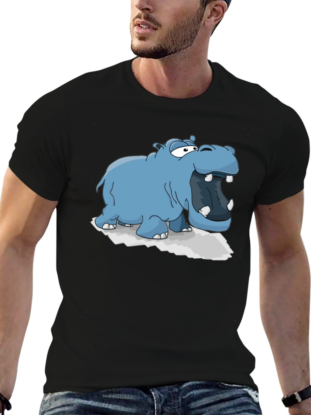Cartoon Hippo Graphic Tee