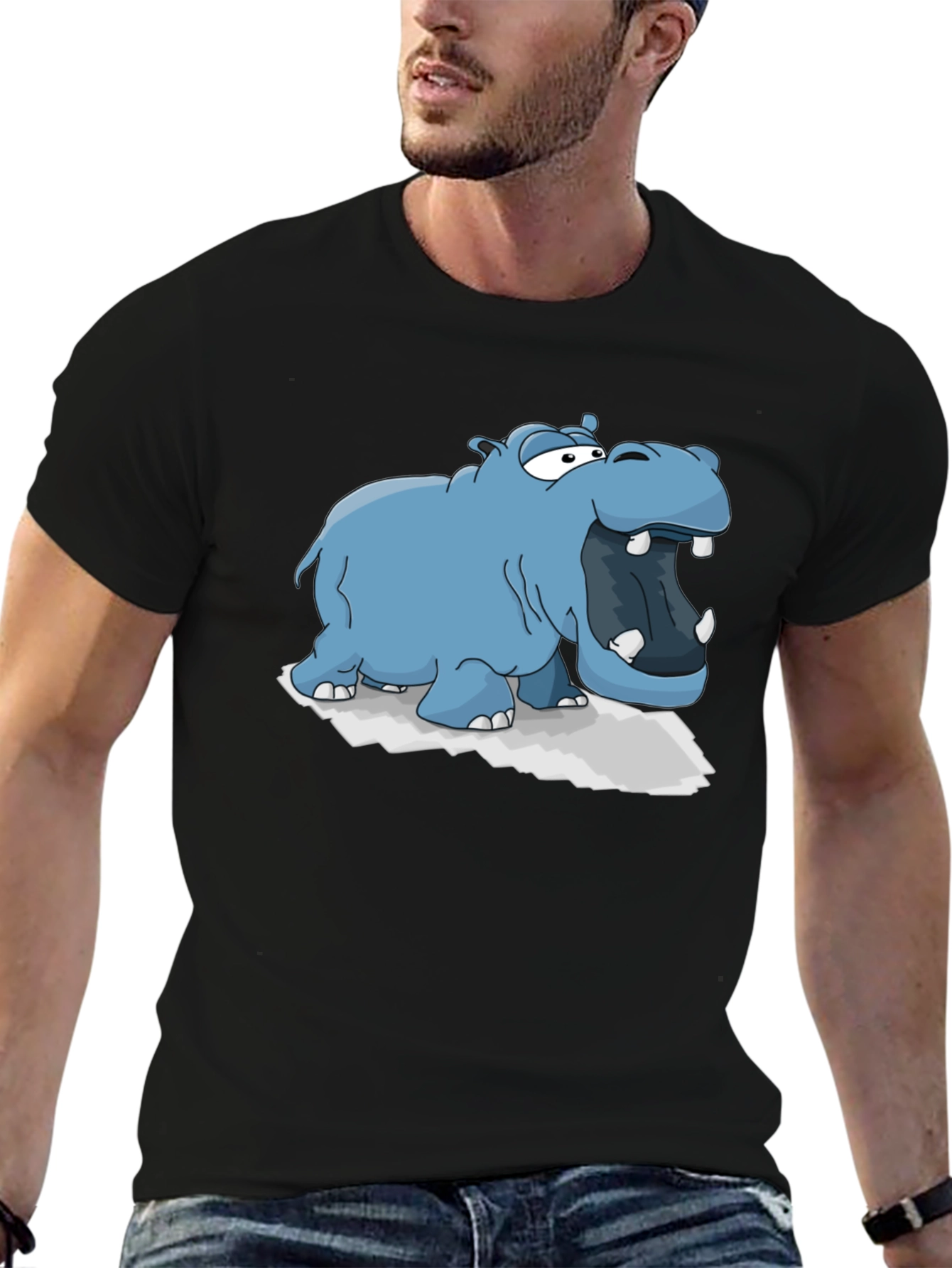 Cartoon Hippo Graphic Tee