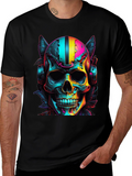 Neon Skull Headphones Graphic T-Shirt