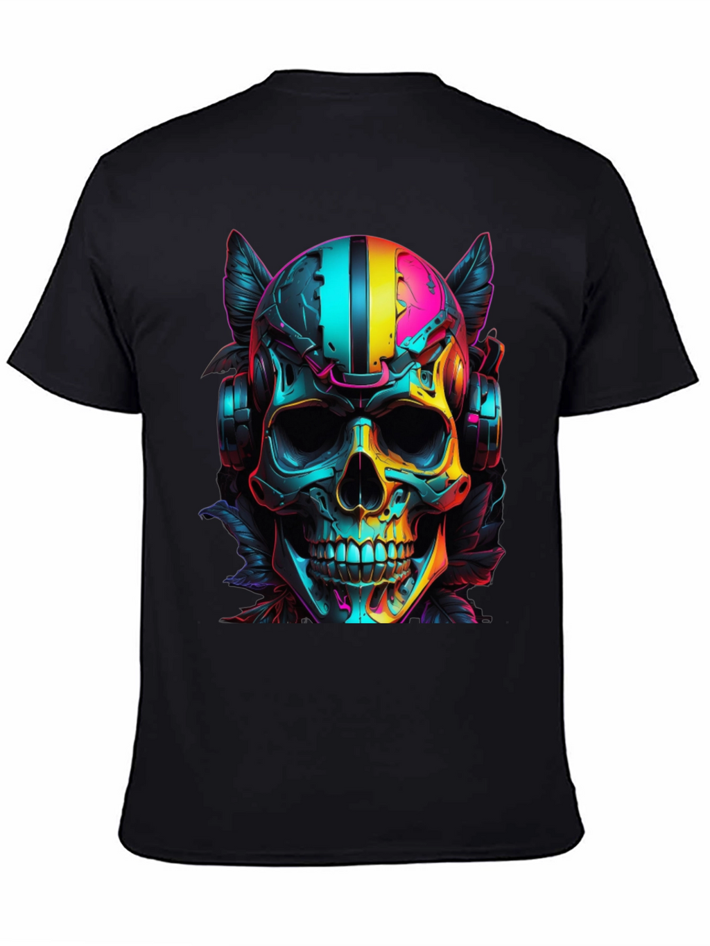 Neon Skull Headphones Graphic T-Shirt