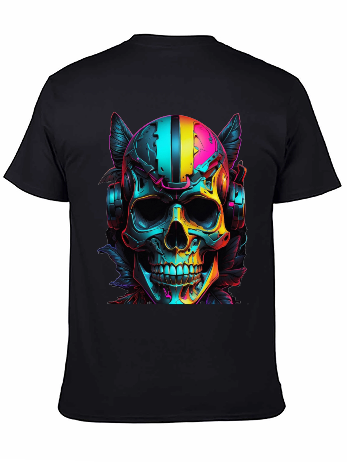 Neon Skull Headphones Graphic T-Shirt