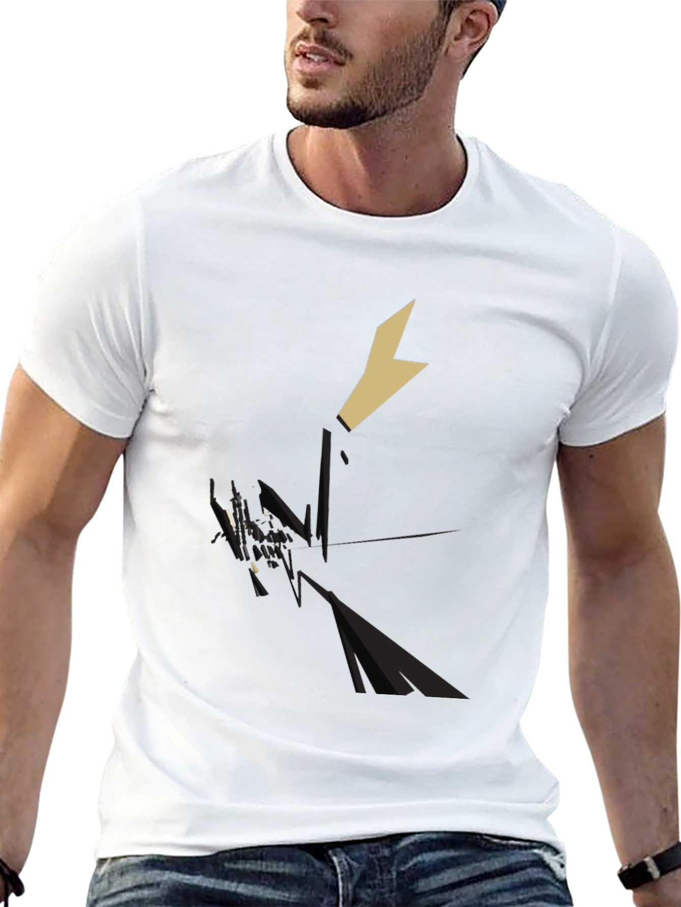 Geometric Knight Graphic Tee - Black