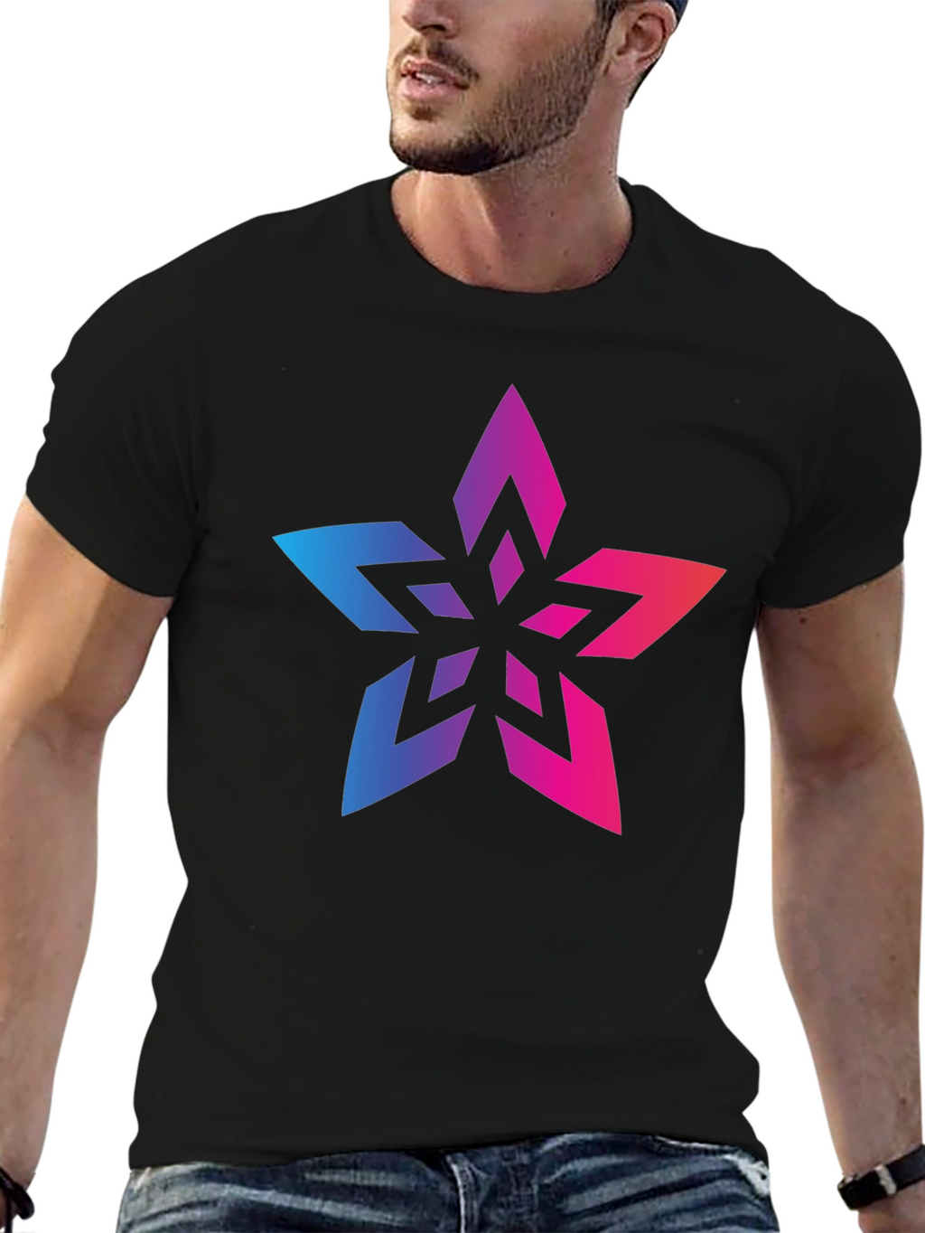 Gradient Star Black T-Shirt