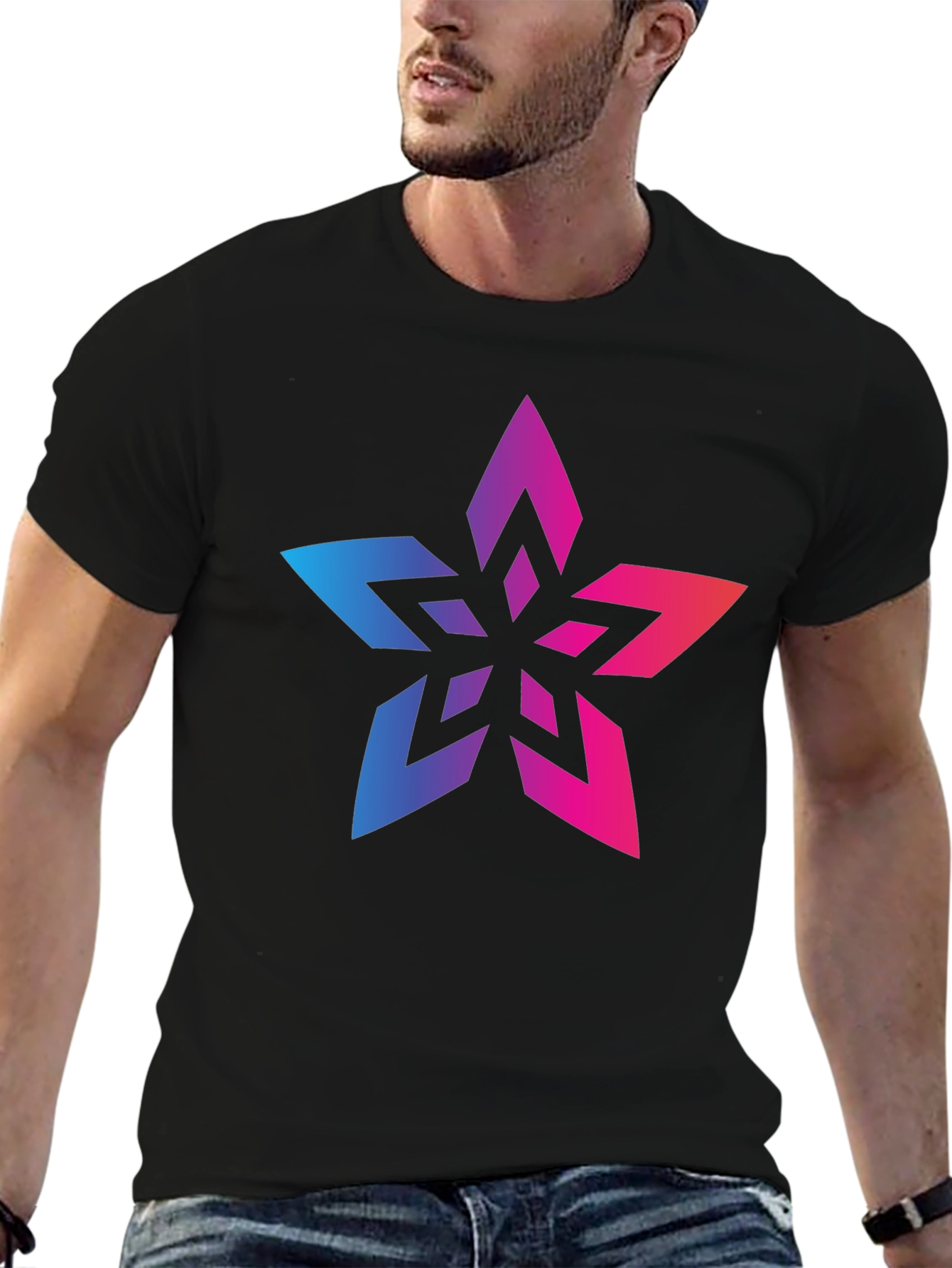 Gradient Star Black T-Shirt