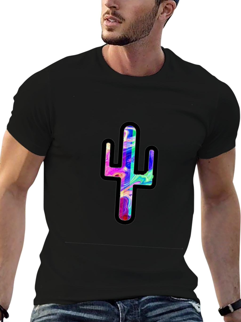 Psychedelic Cactus Black T-Shirt