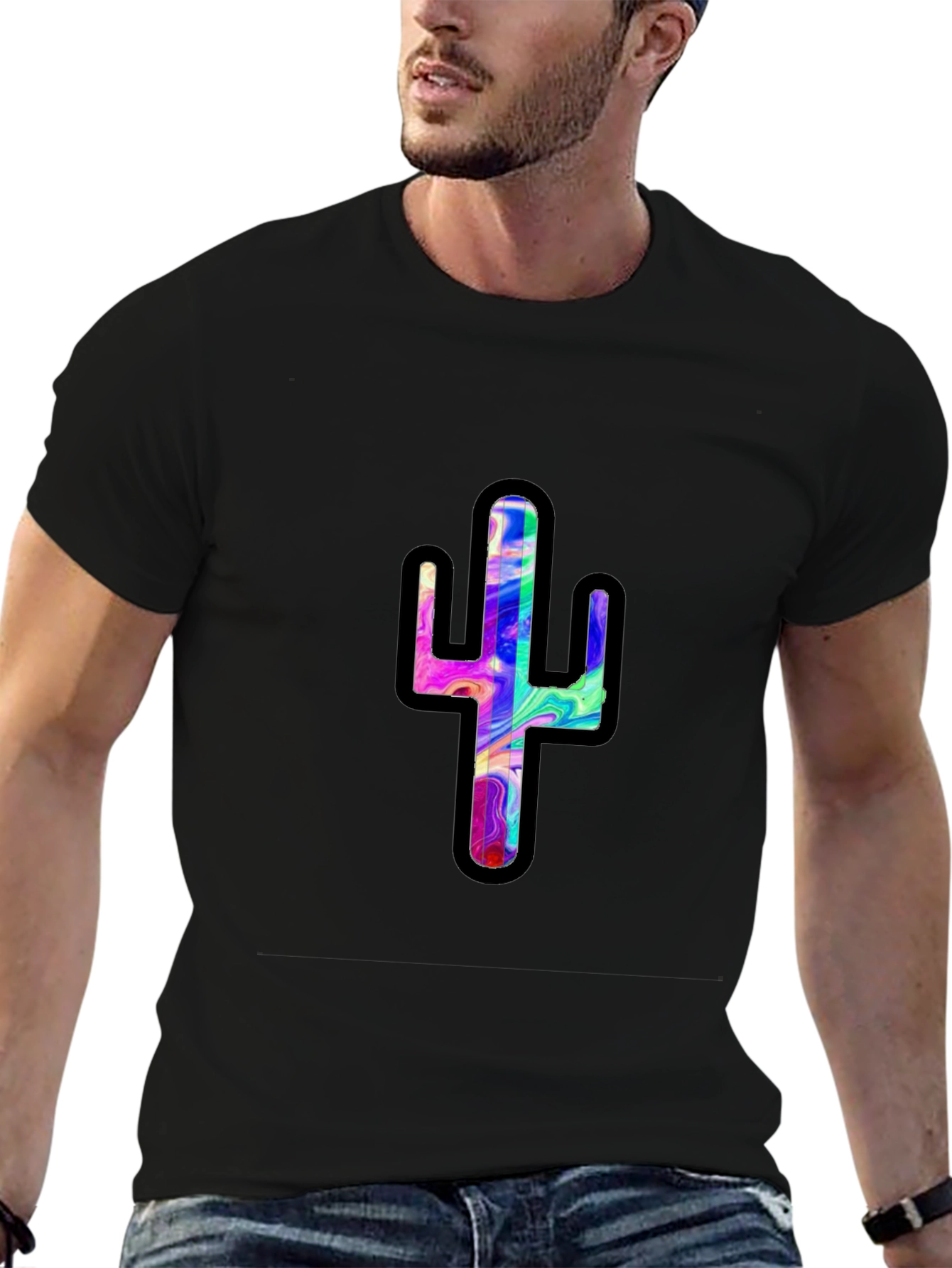 Psychedelic Cactus Black T-Shirt