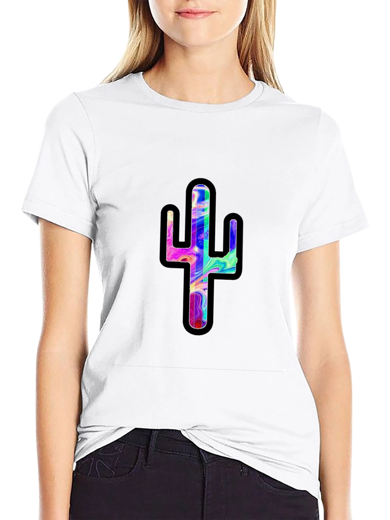 Psychedelic Cactus Black T-Shirt
