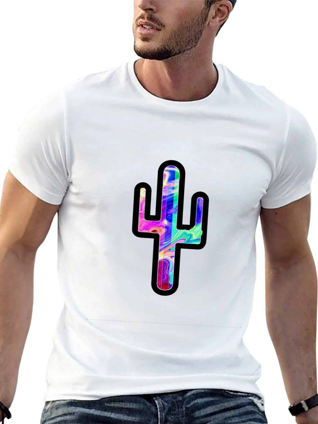 Psychedelic Cactus Black T-Shirt