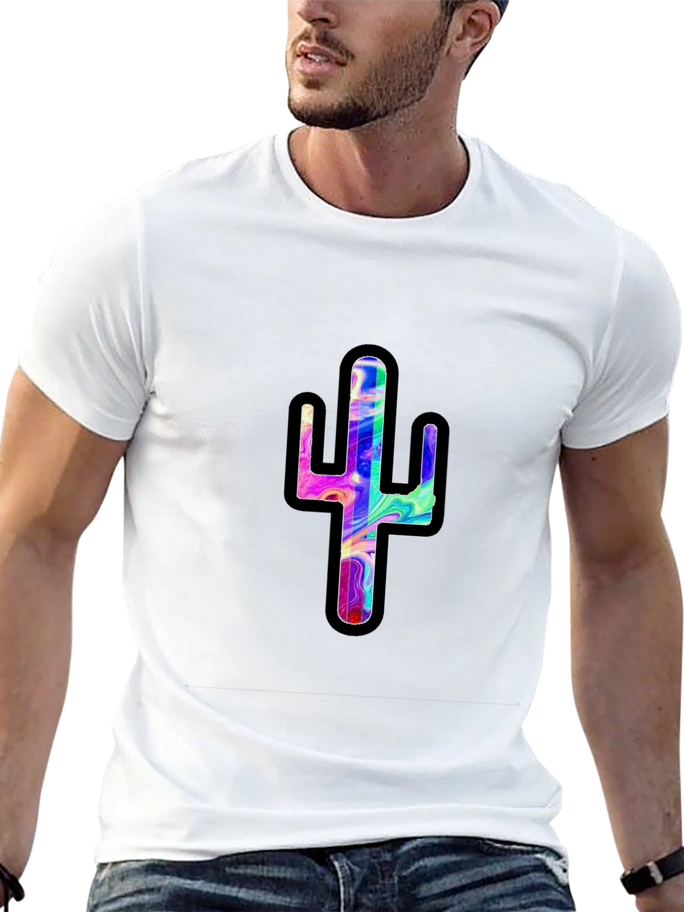 Psychedelic Cactus Black T-Shirt
