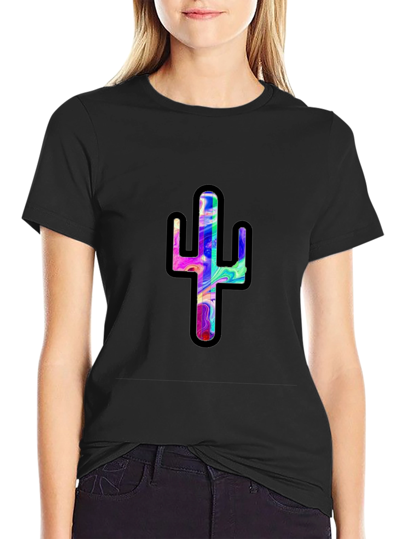 Psychedelic Cactus Black T-Shirt