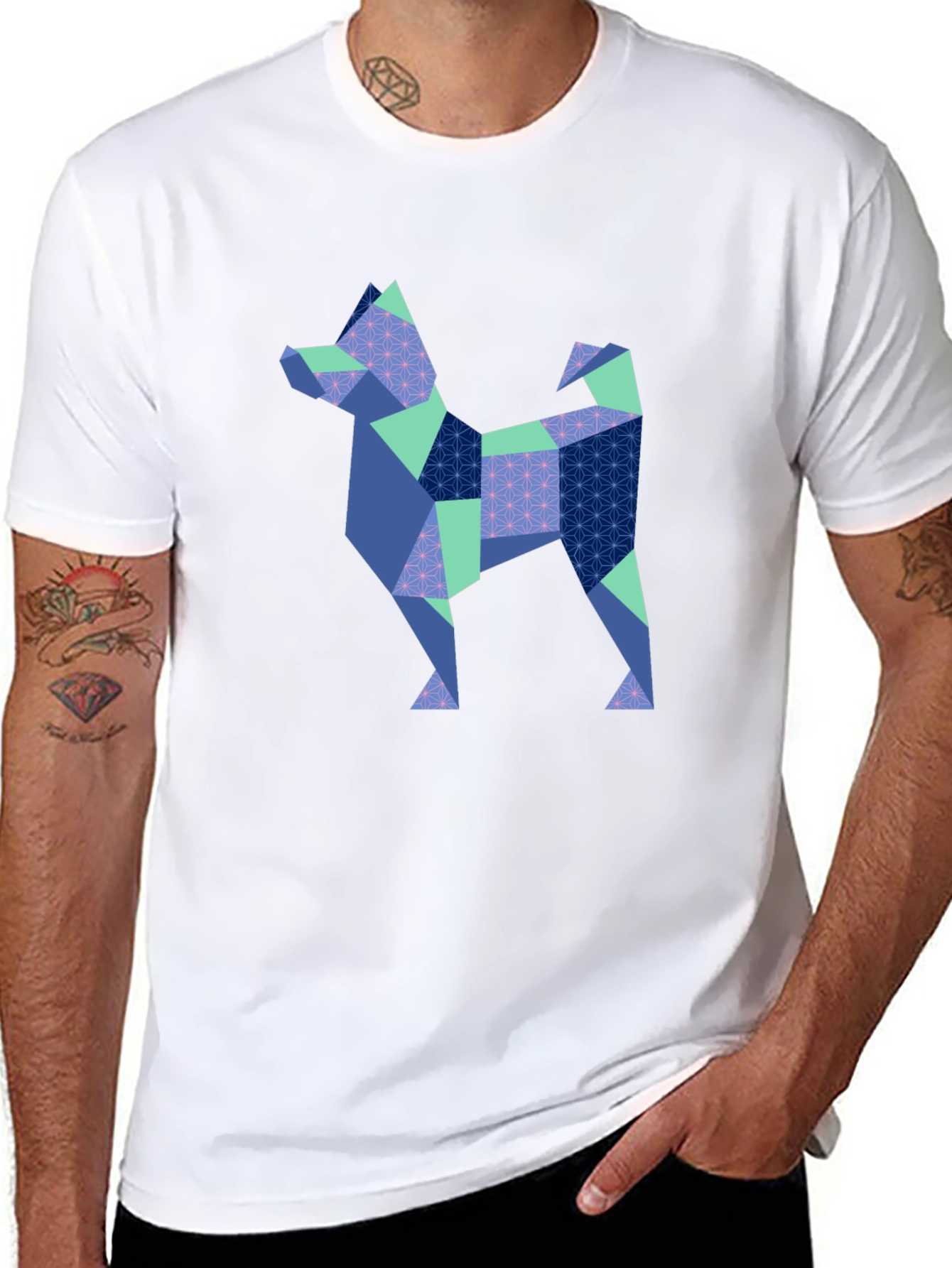 Geometric Dog Print T-Shirt