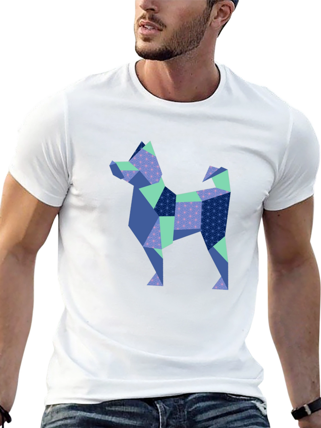 Geometric Dog Print T-Shirt