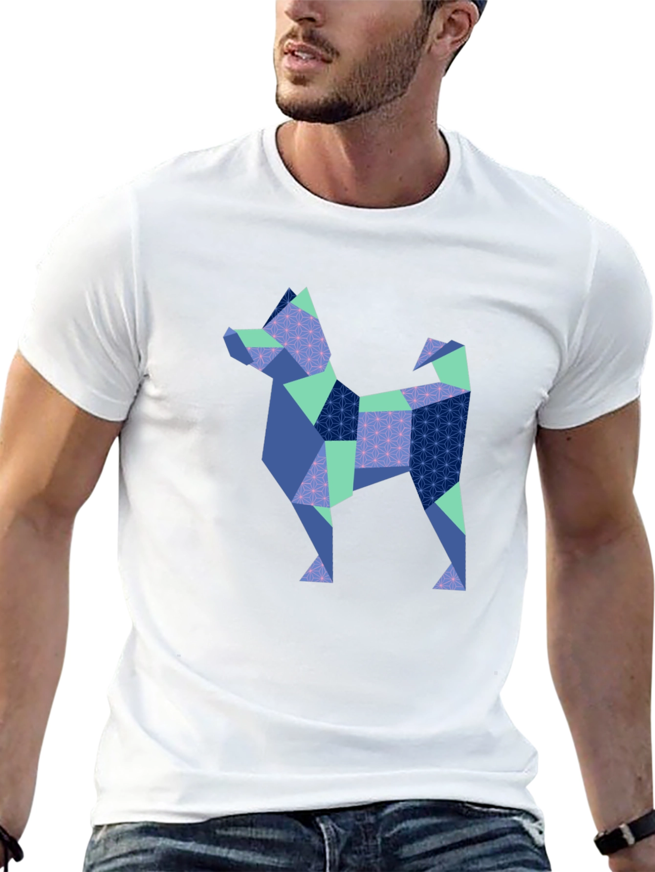 Geometric Dog Print T-Shirt