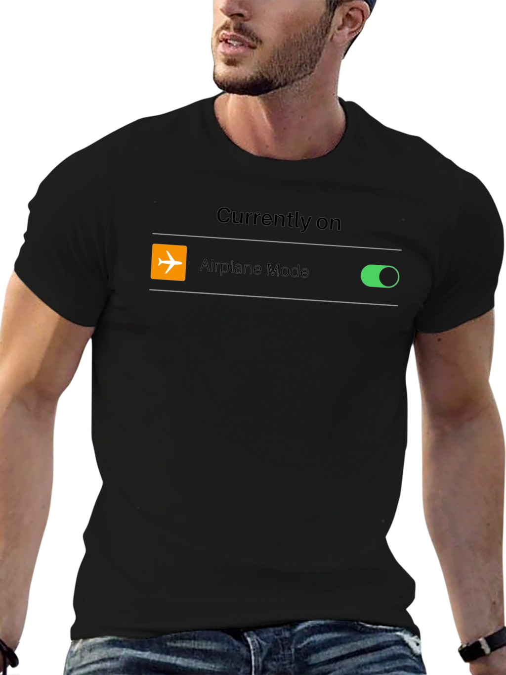 Airplane Mode On Black T-Shirt