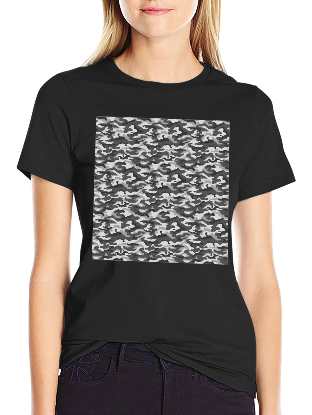 Urban Camo Print Black T-Shirt