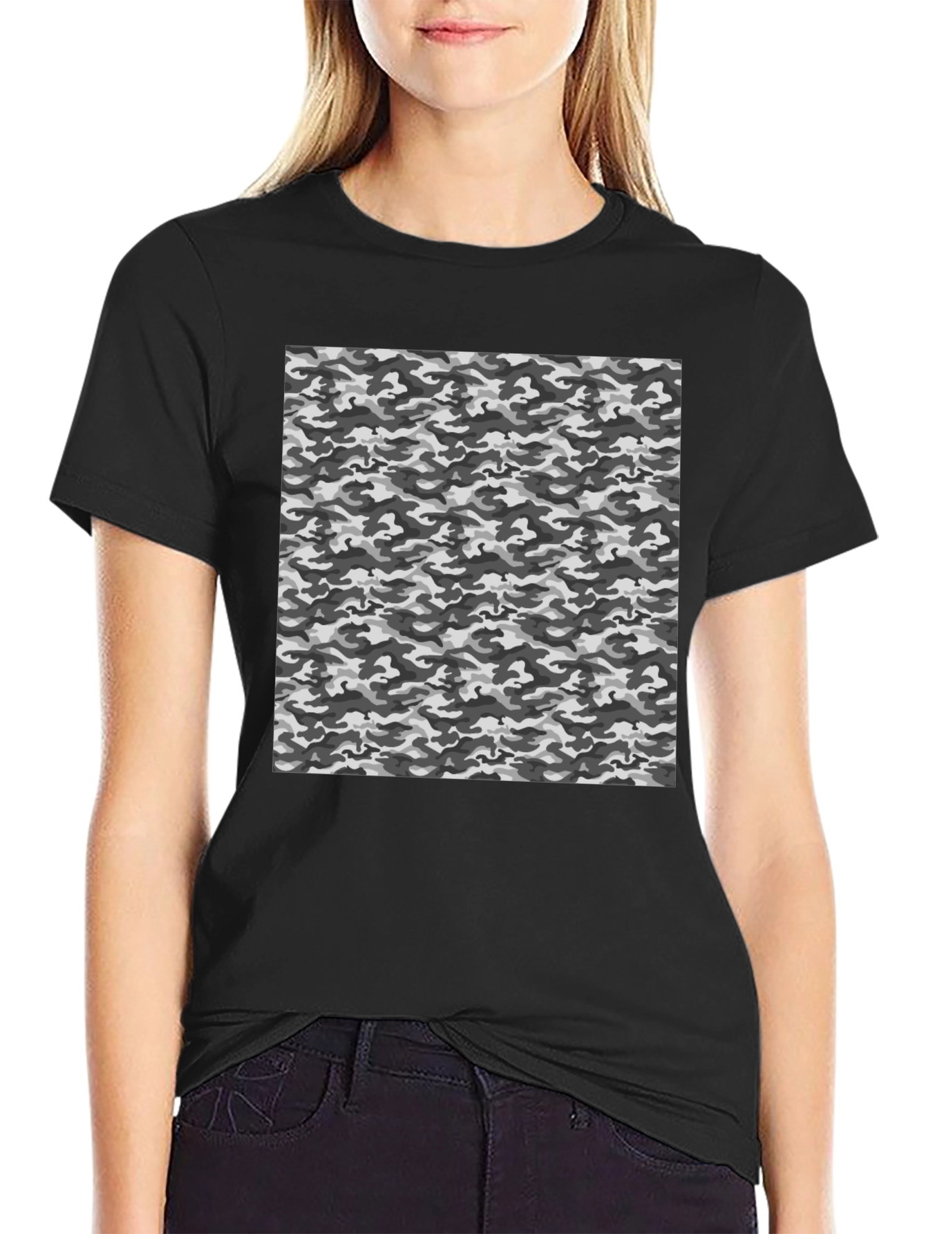 Urban Camo Print Black T-Shirt