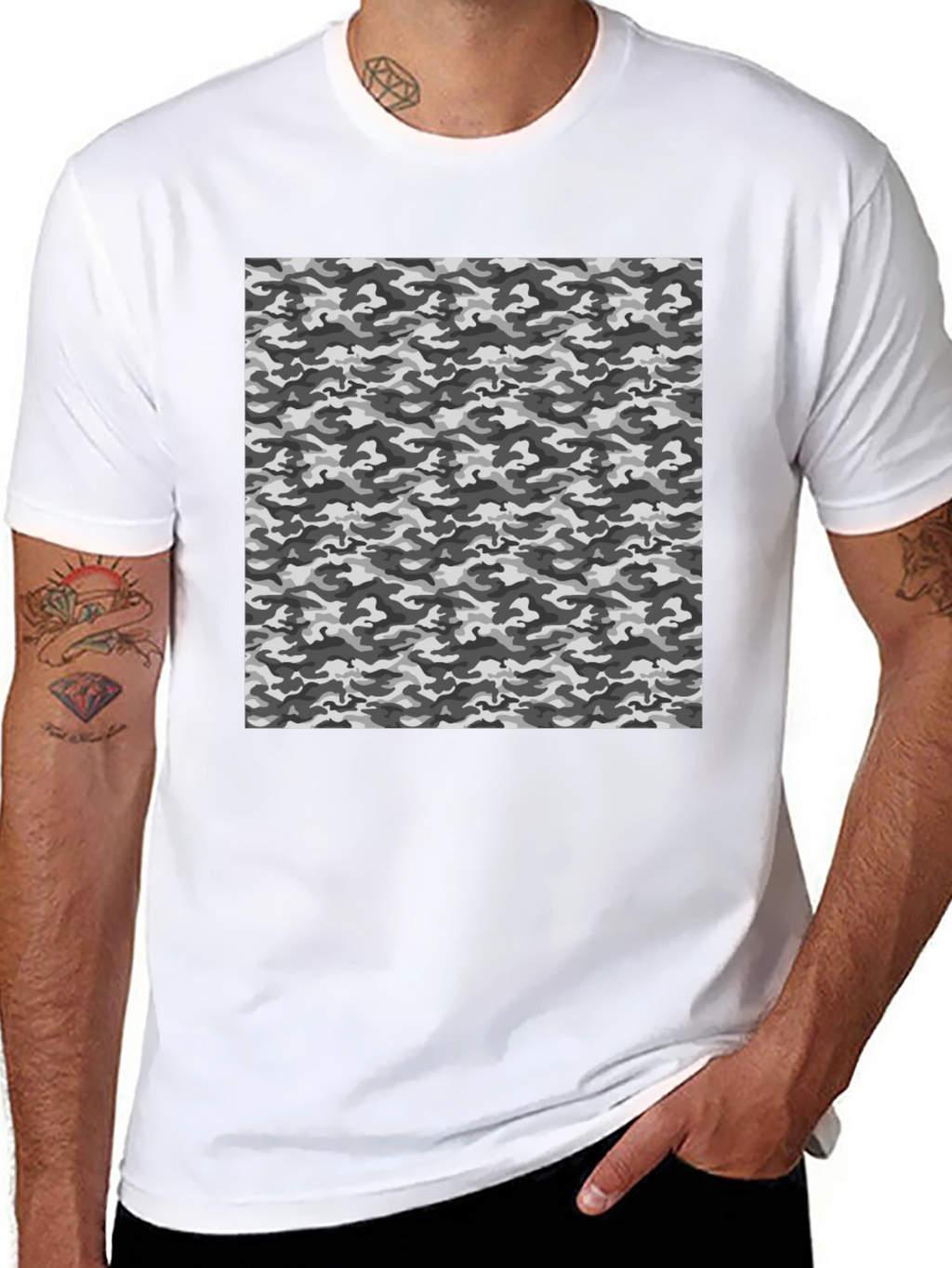 Urban Camo Print Black T-Shirt