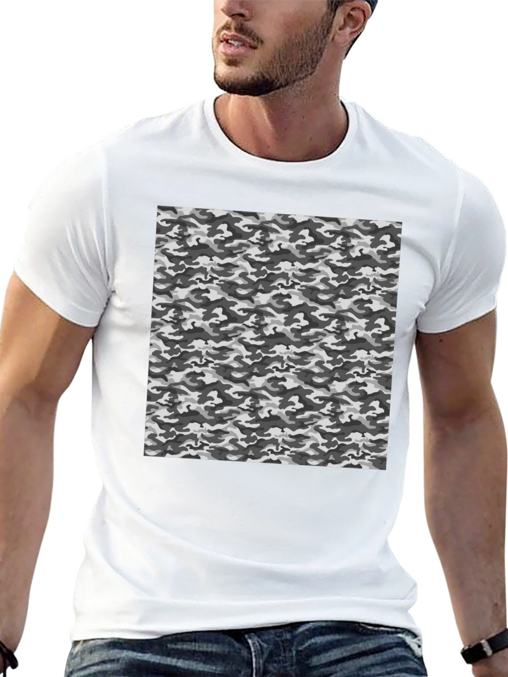 Urban Camo Print Black T-Shirt