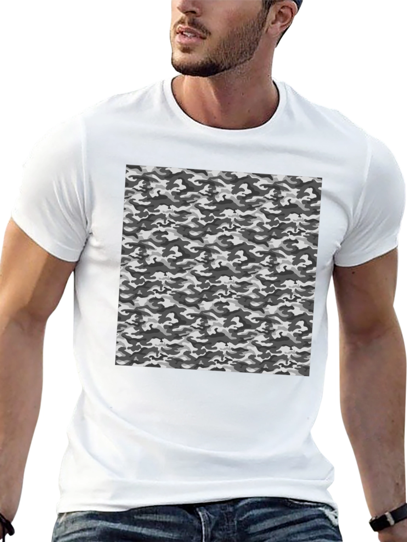 Urban Camo Print Black T-Shirt