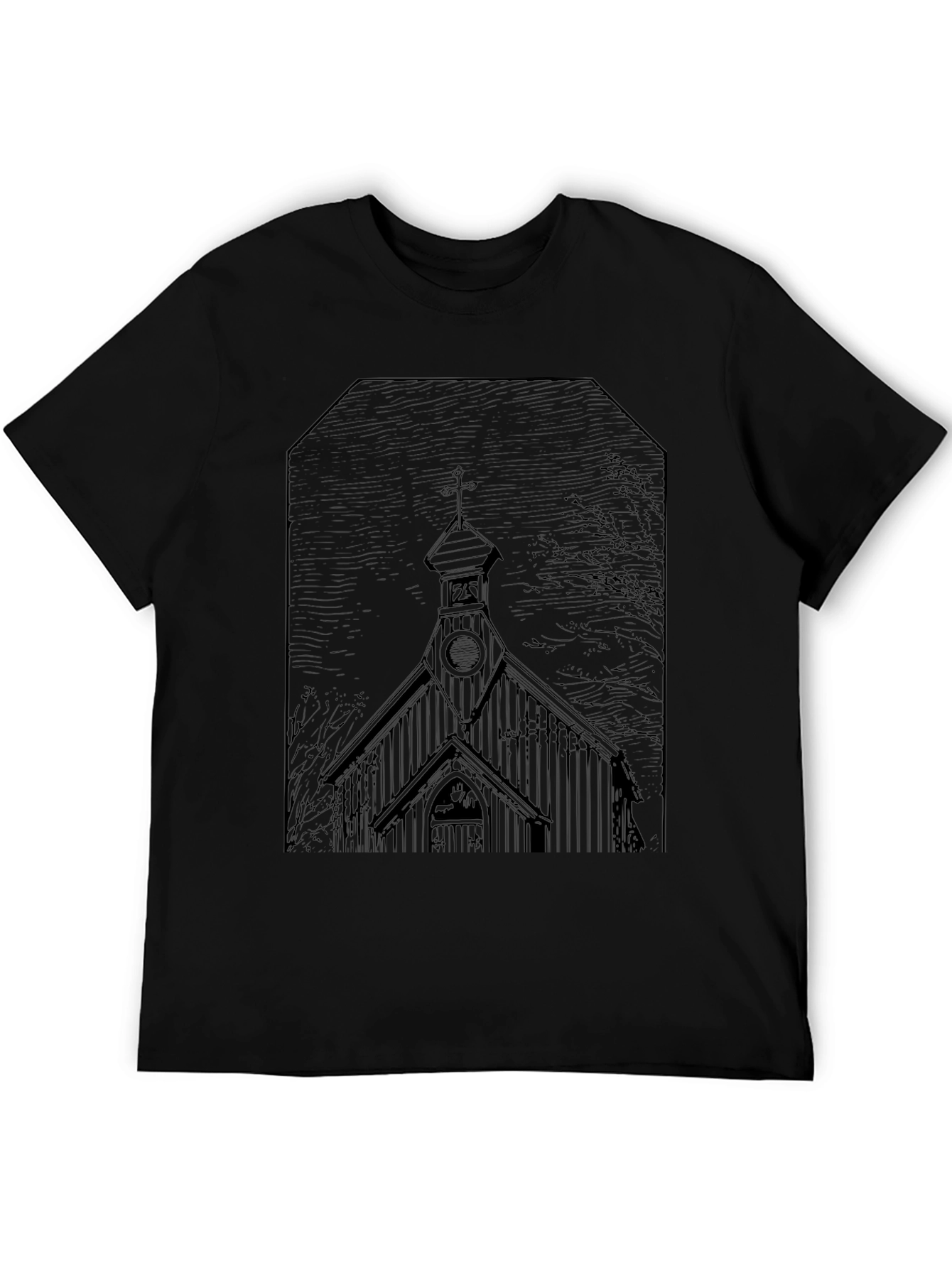 Vintage Church Graphic Tee - Black Cotton Blend