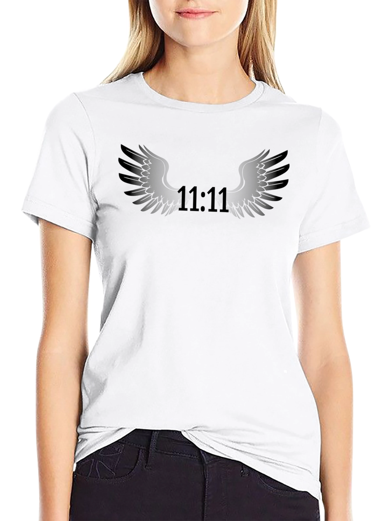 Mystical 11:11 Wings Graphic Black Tee