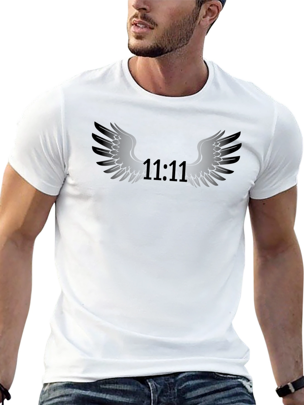 Mystical 11:11 Wings Graphic Black Tee