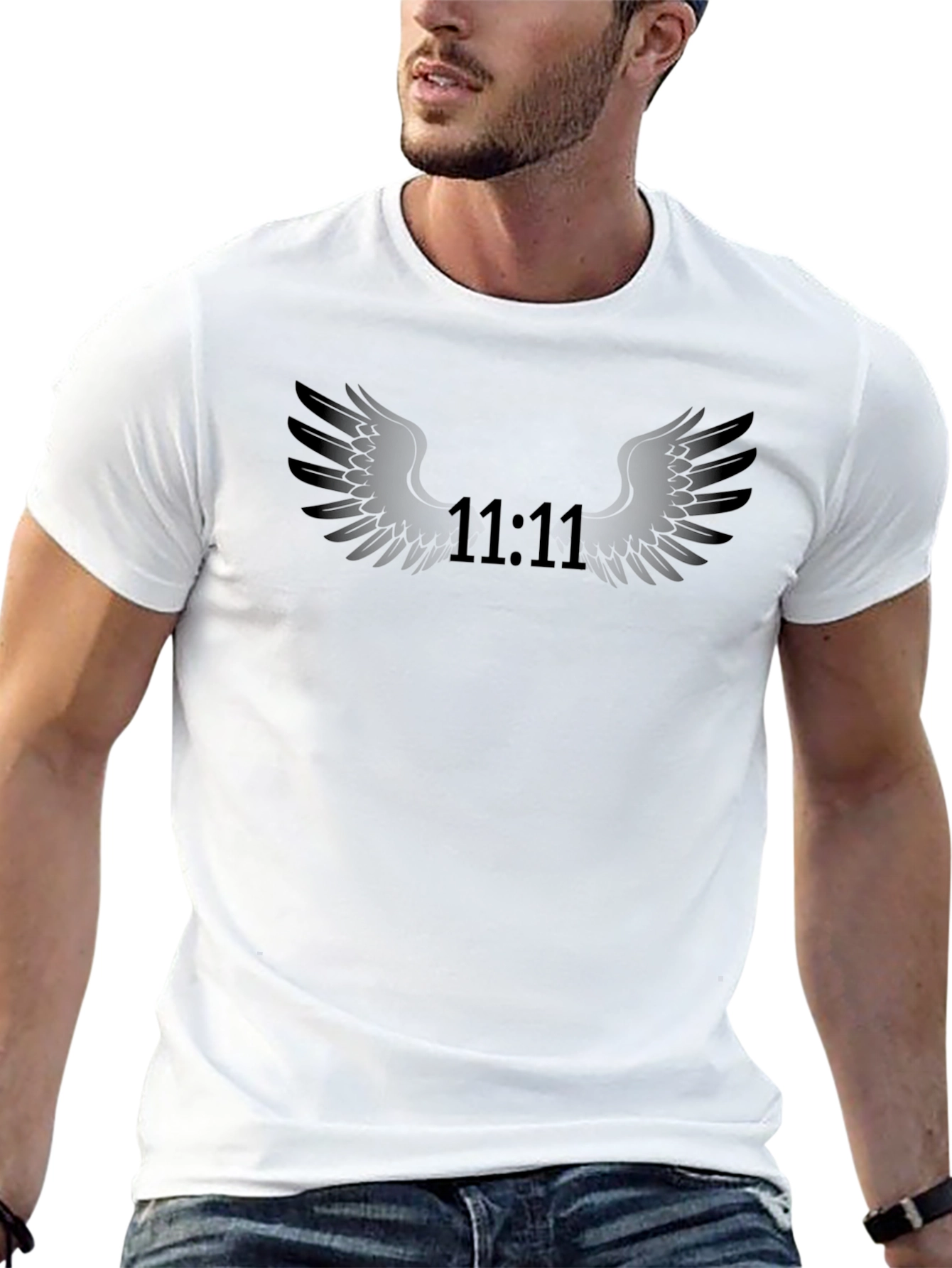 Mystical 11:11 Wings Graphic Black Tee