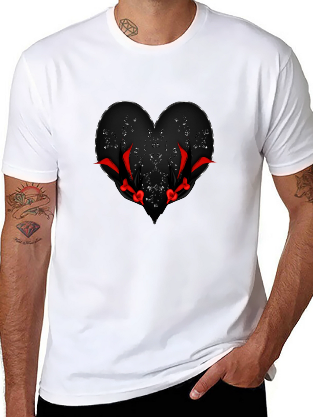 Mens Black Heart Graphic Tee